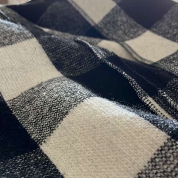 Fall Black & White open front checkered plaid long coat jacket size XS - Picture 11 of 12